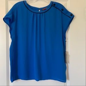 Vince Camuto Blue Short Sleeve Blouse Top